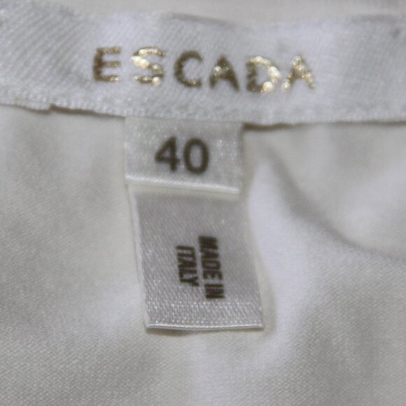 ESCADA White Stretch Cotton Blend Ruched Top On/Off Shoulder Italy Size EU 40 - Picture 3 of 10
